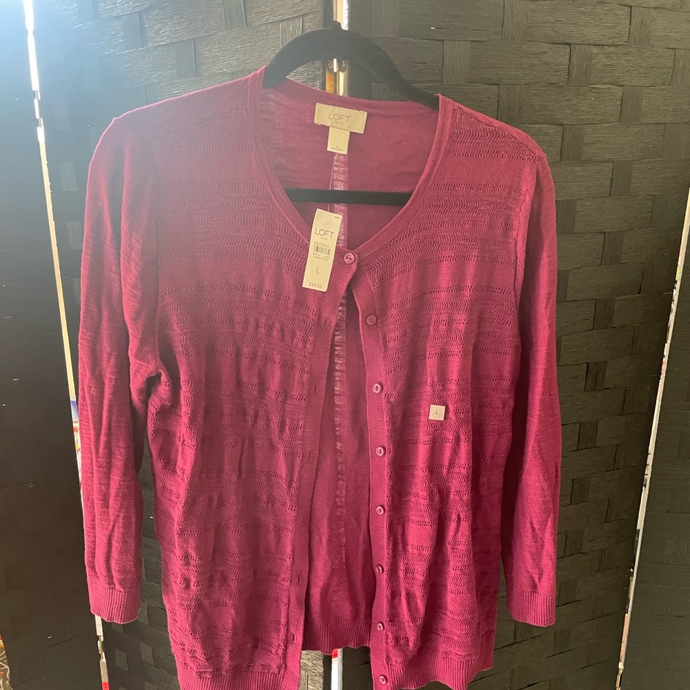 Loft wine short cardigan sweater